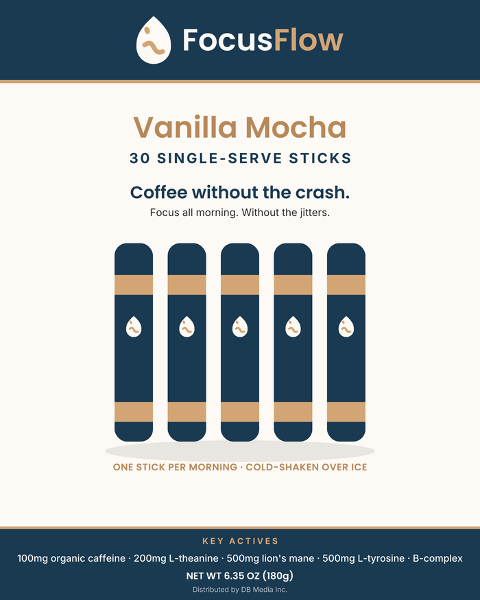 FocusFlow Vanilla Mocha, 30 single-serve sticks